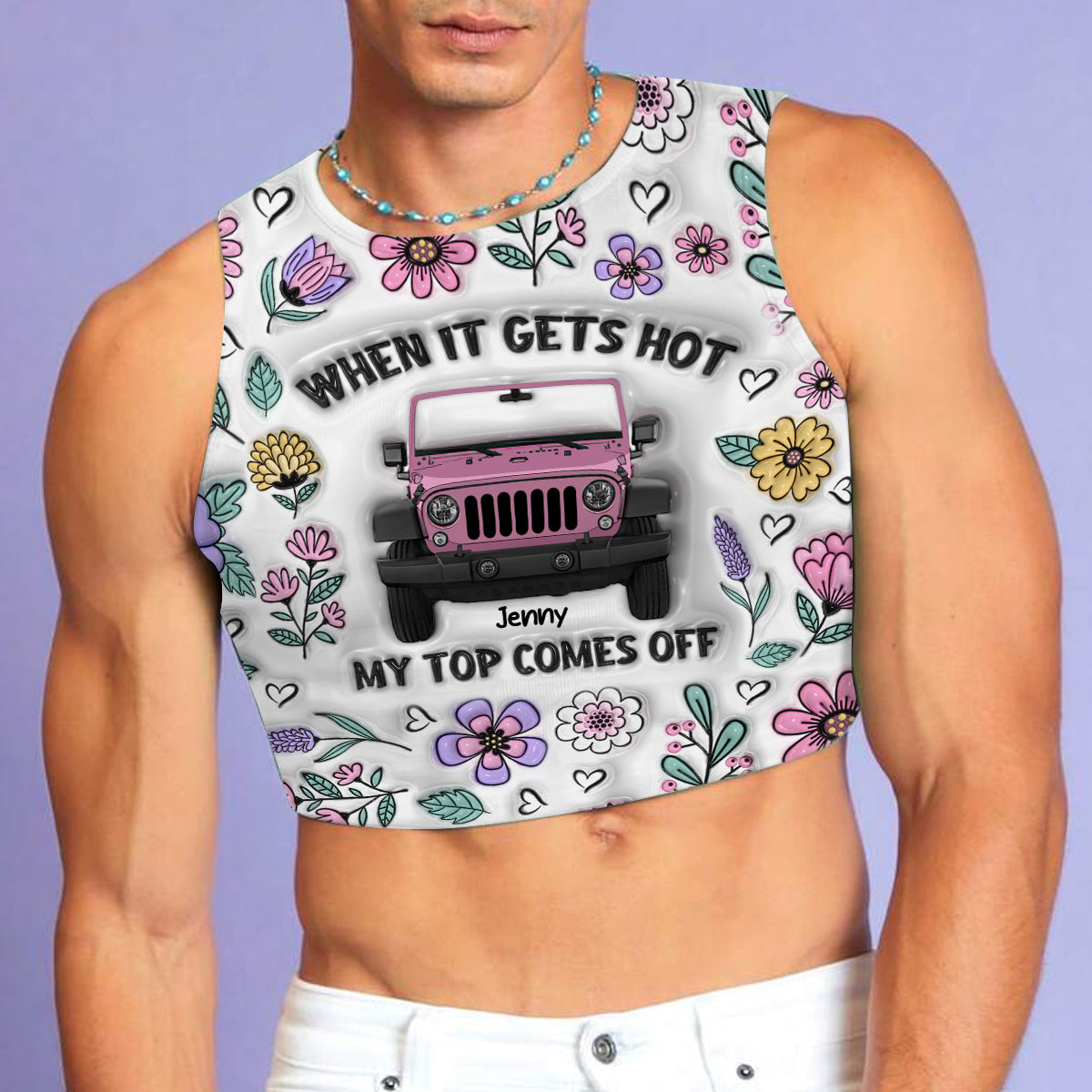Personalized Floral Print Crop Tank Top Custom Name Gift Crop Tank Top GradoCreations