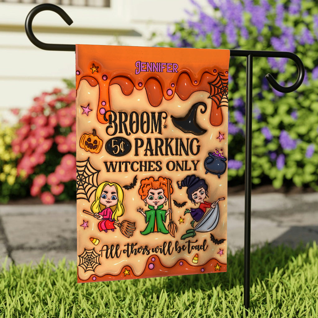 Personalized Witches Garden Flag Halloween Decoration Custom Name Garden Flag GradoCreations