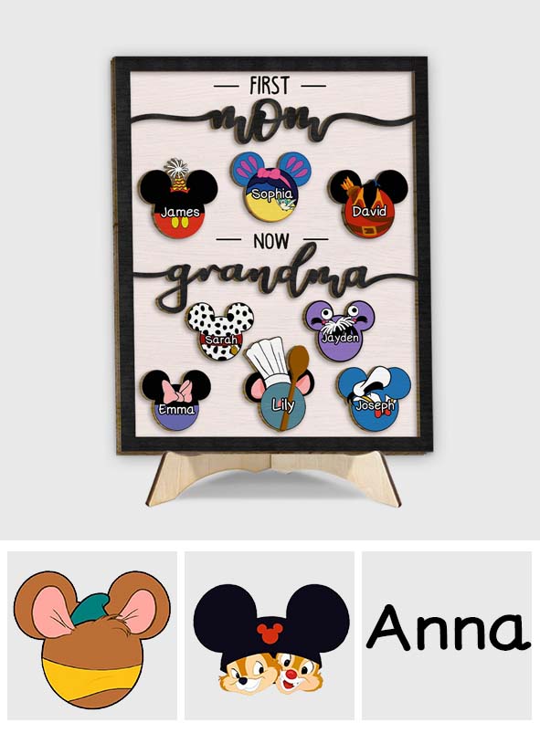 Personalized Grandma Mouse Ears 2 Layered Wood Sign Gift 2 Layered Wood Sign GradoCreations