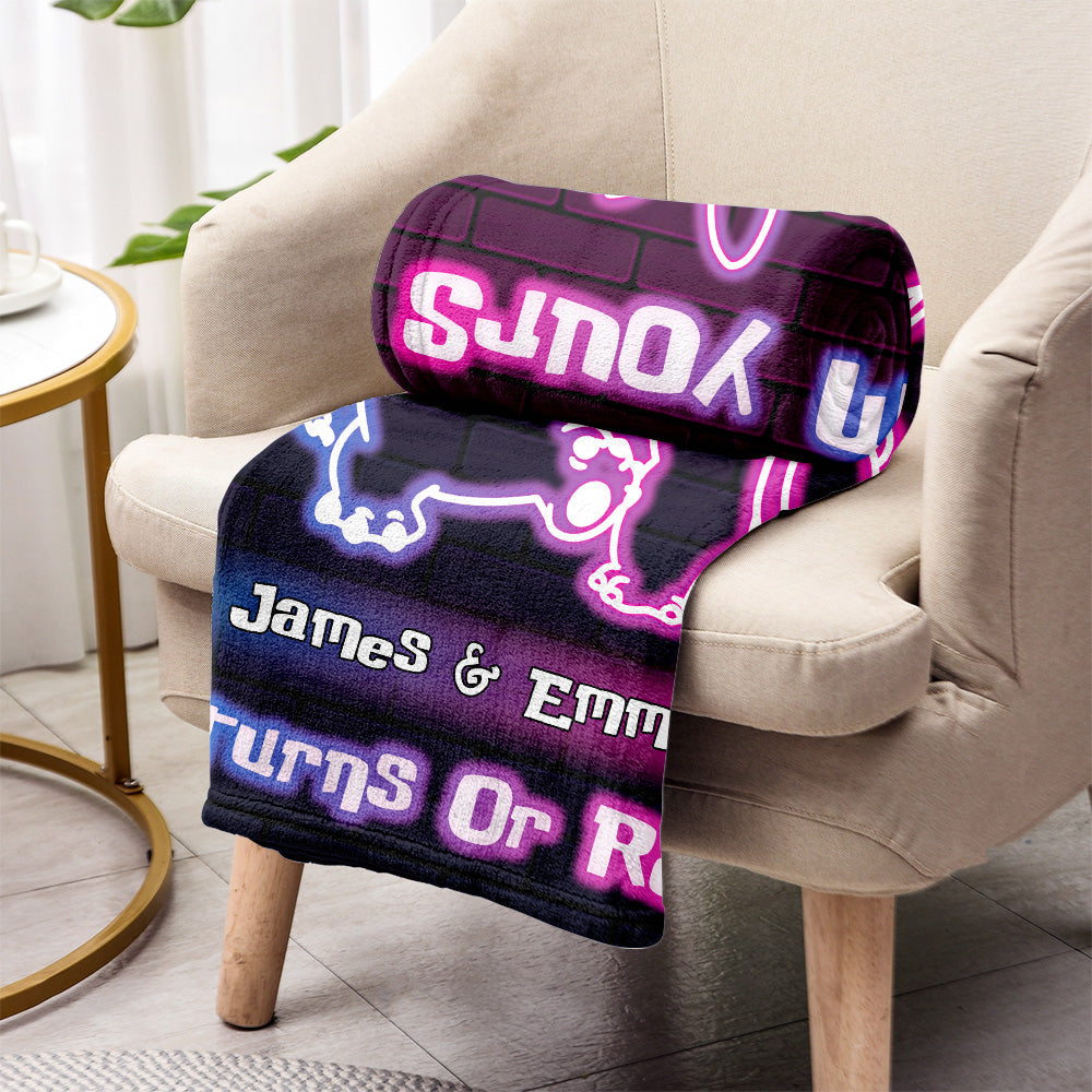 Personalized Neon Effect Ohana Blanket Custom Names Gift for Couples Blanket GradoCreations