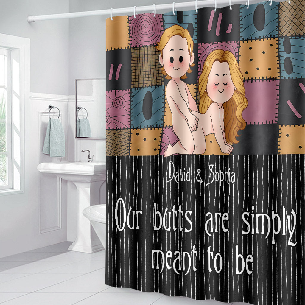 Personalized Nightmare Bathroom Curtain & Mats Set for Couples Bathroom Curtain & Mats Set GradoCreations