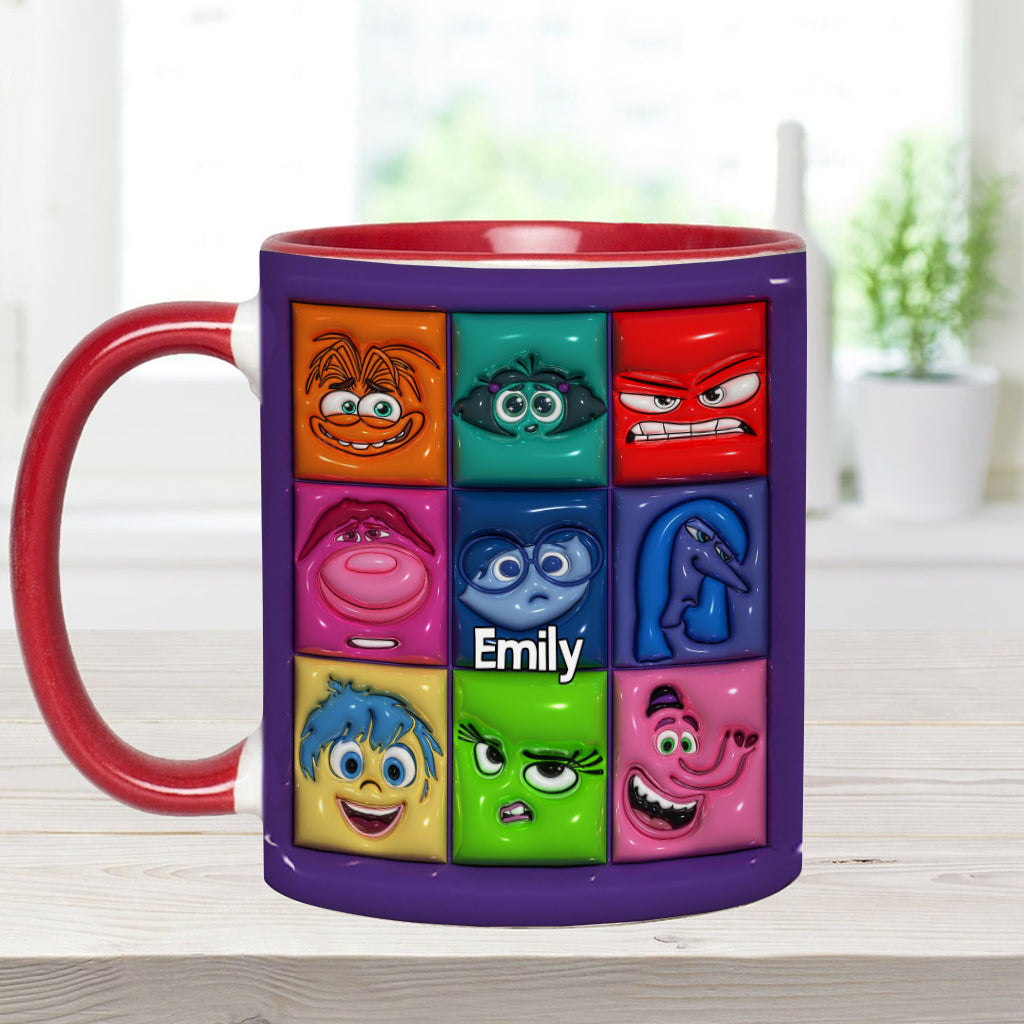 Personalized Accent Mug with Emotion Faces Custom Name Gift Accent Mug GradoCreations