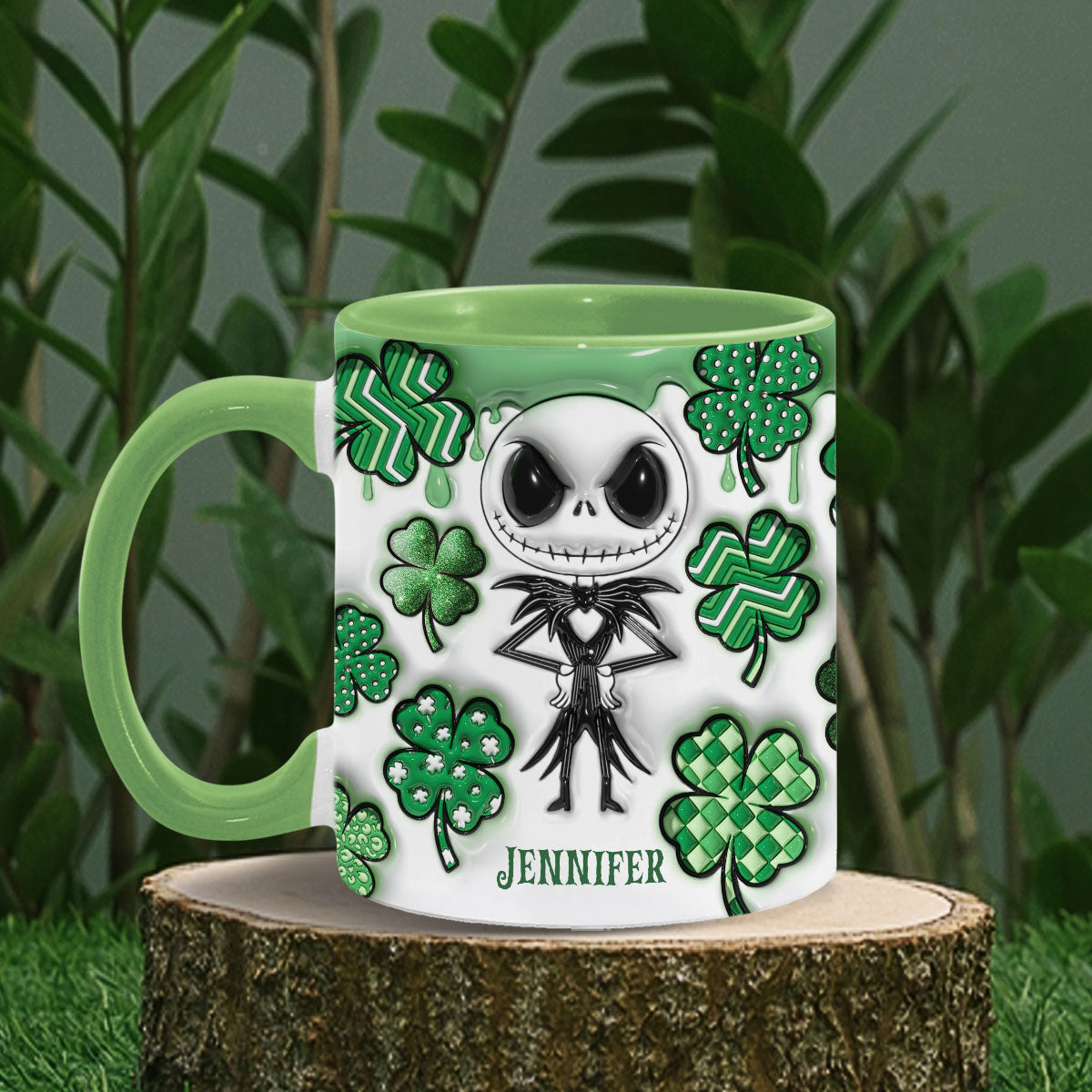 Personalized Nightmare Accent Mug with Shamrocks for Mom Accent Mug GradoCreations