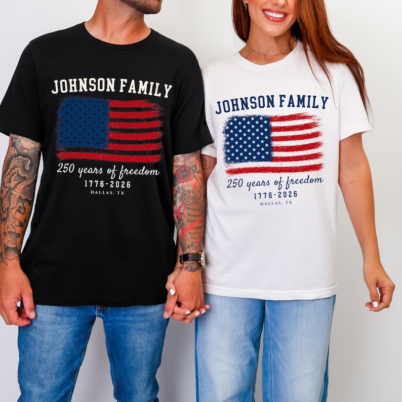 Personalized 4th of July Family Name T-Shirt Custom Design HN590 - Tshirt FIX GradoCreations