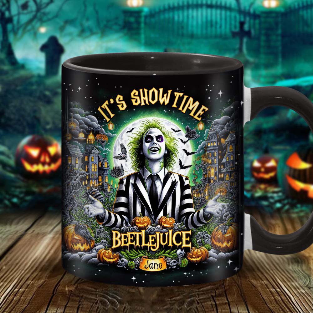 Personalized Beetlejuice Accent Mug Custom Name Gift for Halloween Accent Mug GradoCreations