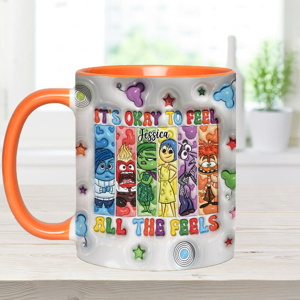Personalized Accent Mug It's Okay To Feel All The Feels Gift for Birthday/Graduation Accent Mug GradoCreations