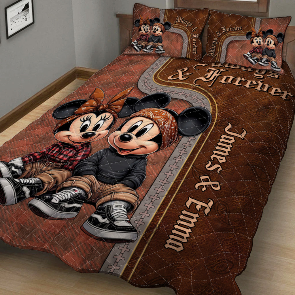 Personalized Mickey & Minnie Mouse Quilt Set for Couples | Unique Romantic Gift Quilt Set GradoCreations