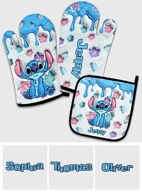 Personalized Ohana Oven Mitts & Pot Holder Set Custom Name Gift for Mom Oven Mitts & Pot Holder Set GradoCreations