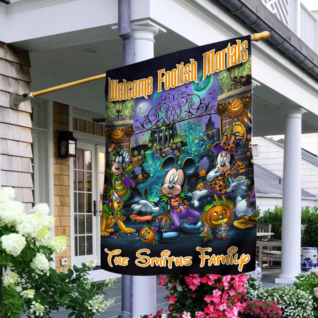 Personalized Halloween Mouse House Flag with Family Name House Flag GradoCreations