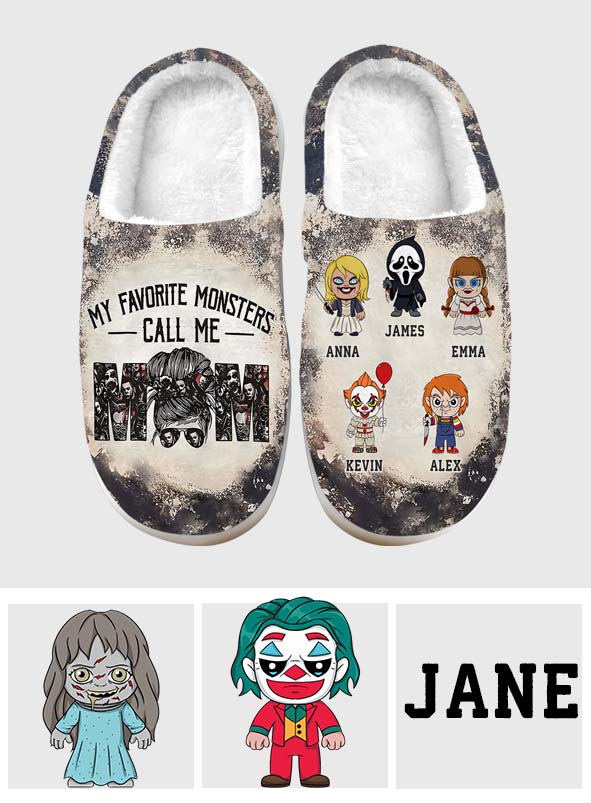 Personalized Mother Slippers My Favorite Monsters Call Me Mom Gift Slippers GradoCreations