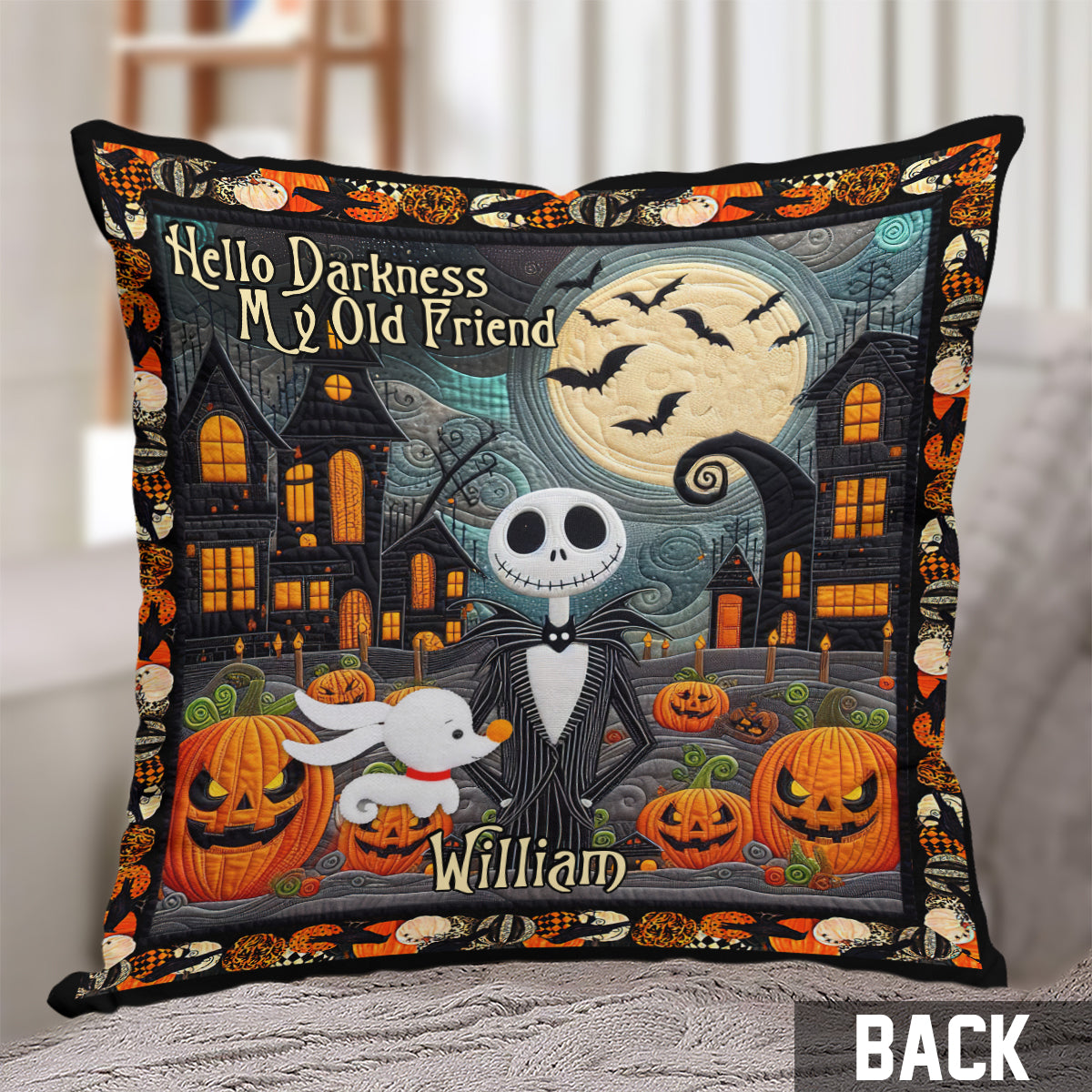 Personalized Nightmare Throw Pillow Halloween Gift for Kids Throw Pillow GradoCreations