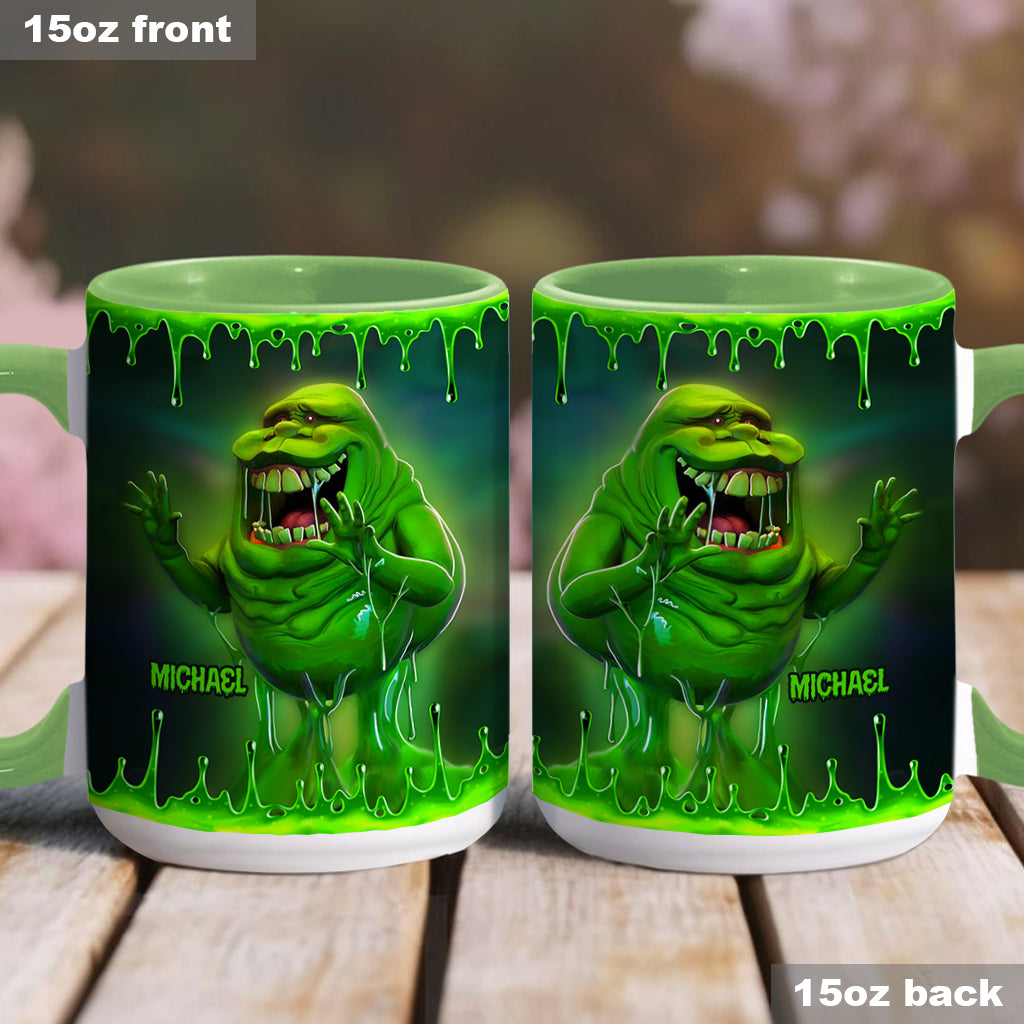 Personalized Green Ghost Accent Mug for Halloween & Birthdays Accent Mug GradoCreations