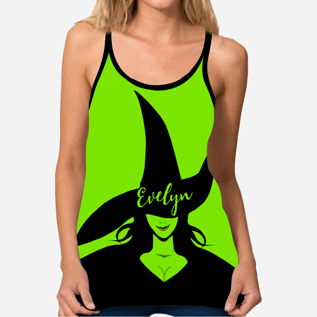 Personalized Witch Cross Tank Top with Custom Name for Halloween Cross Tank Top GradoCreations