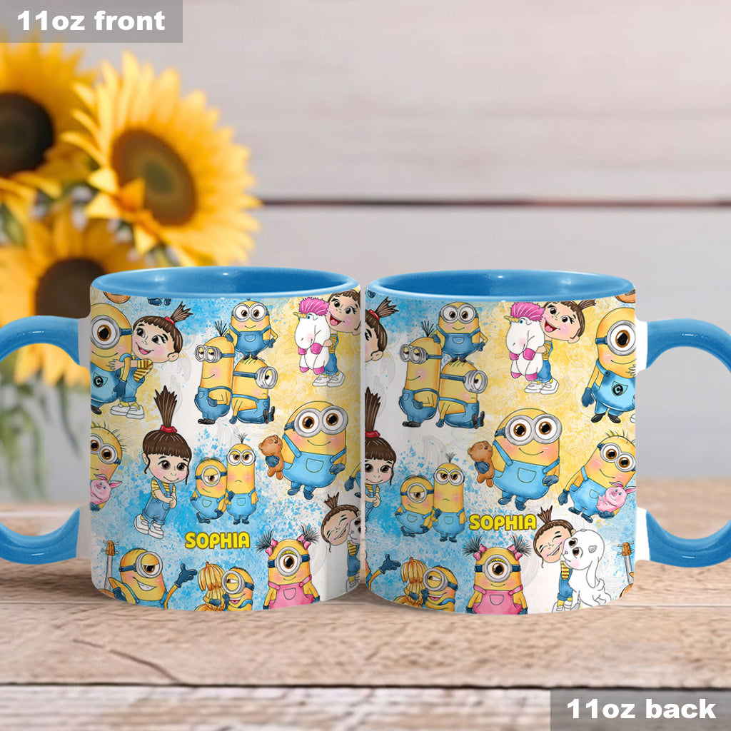 Personalized Yellow Monster Accent Mug for Kids - Custom Name Gift Accent Mug GradoCreations