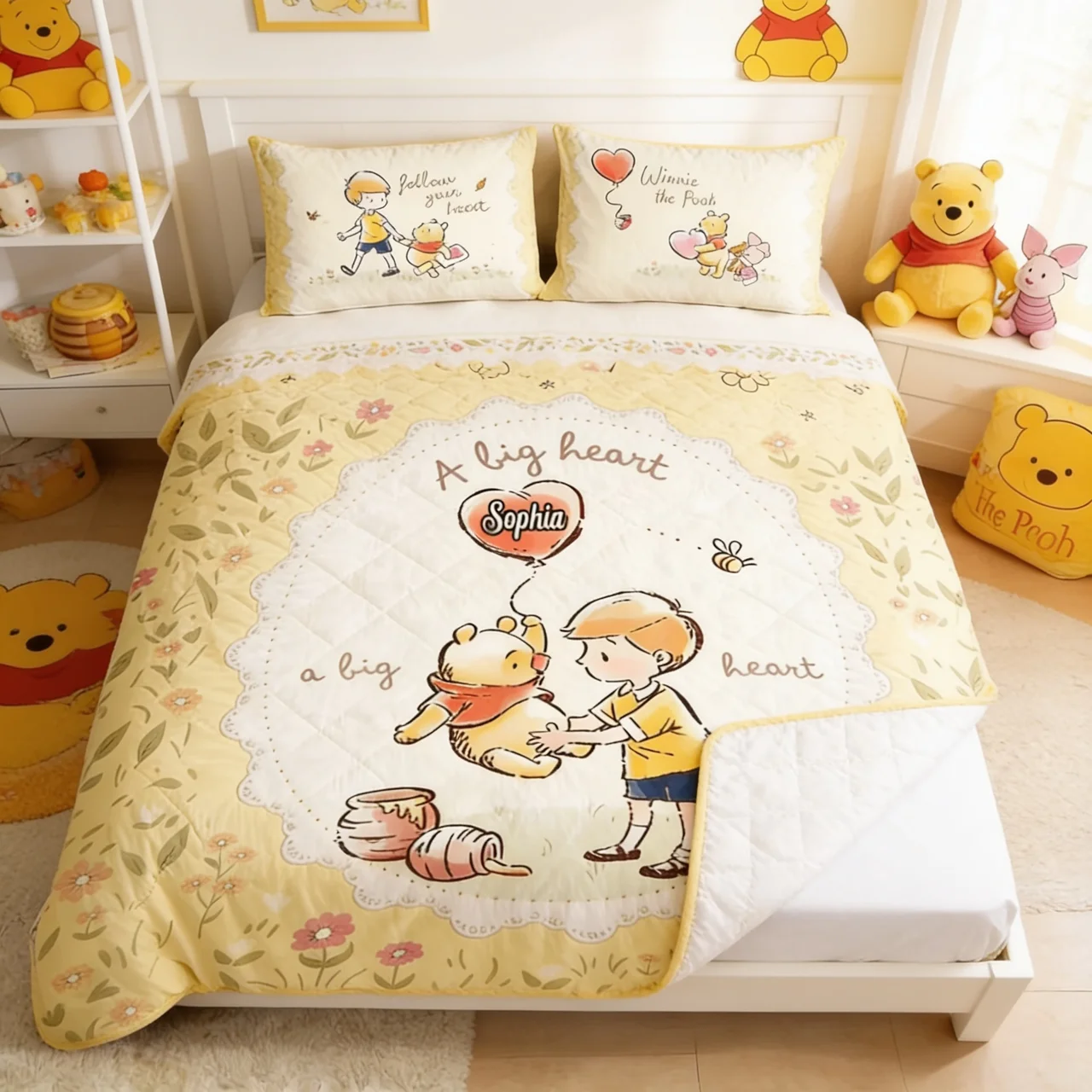 Personalized Quilted Bedding Set Custom Name Gift for Kids Quilted Bedding Set GradoCreations