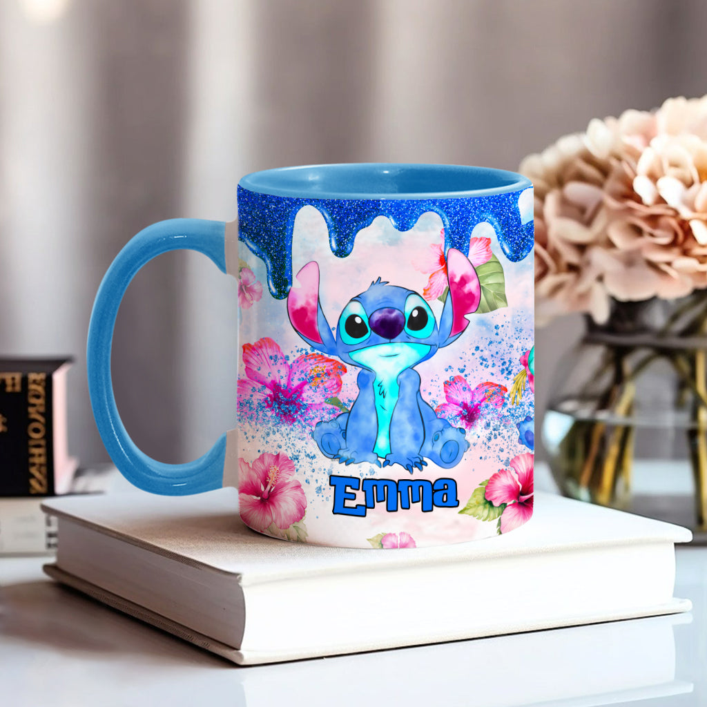 Personalized Ohana Accent Mug Colorful Floral Design Gift Accent Mug GradoCreations