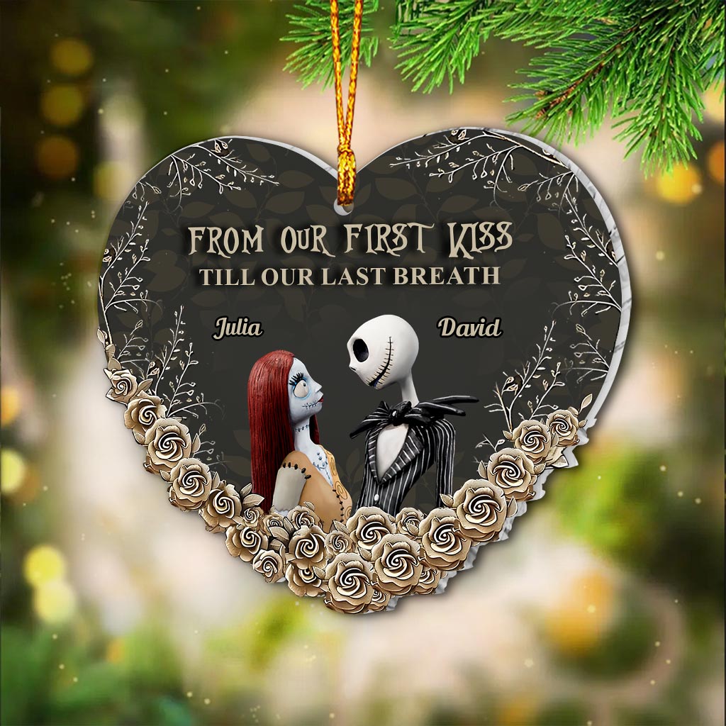 Personalized Nightmare Before Christmas Heart Ornament Custom Names Gift for Couples Ornament GradoCreations