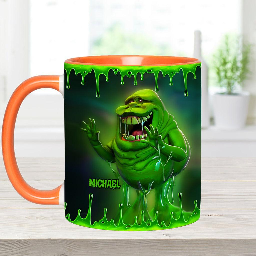 Personalized Green Ghost Accent Mug for Halloween & Birthdays Accent Mug GradoCreations