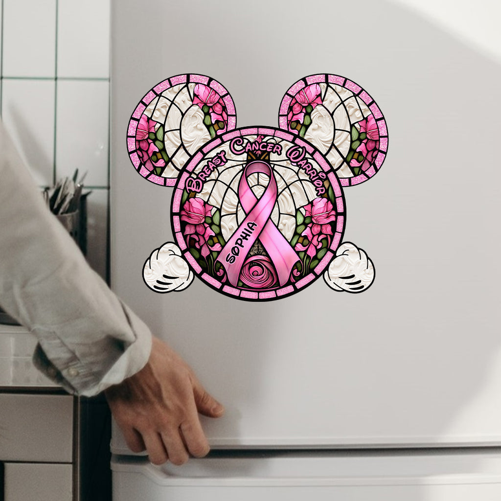 Personalized Breast Cancer Warrior Mouse Decal Custom Name Decal Die Cut GradoCreations