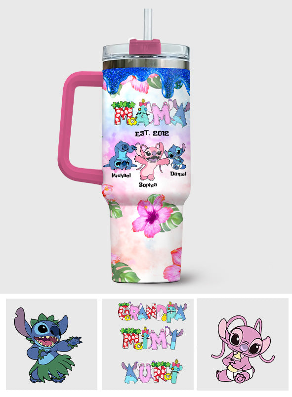 Personalized Ohana Tumbler with Handle Custom Name Gift for Mom Tumbler With Handle GradoCreations