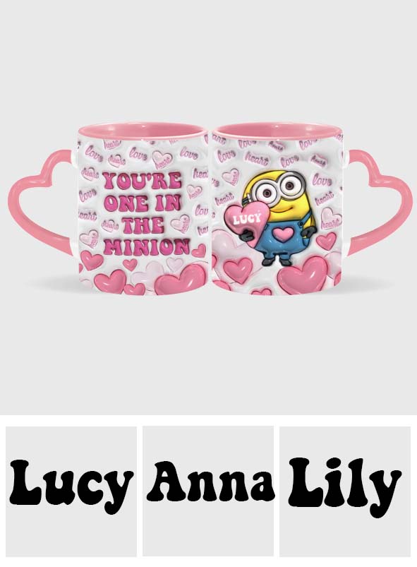 Personalized Heart Handle Mug Minion Design Custom Name Gift for Valentine’s Day Heart Handle Mug GradoCreations