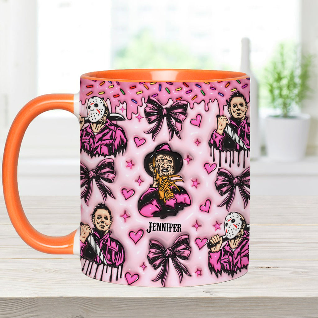 Personalized Pink Halloween Accent Mug with Custom Name Accent Mug GradoCreations