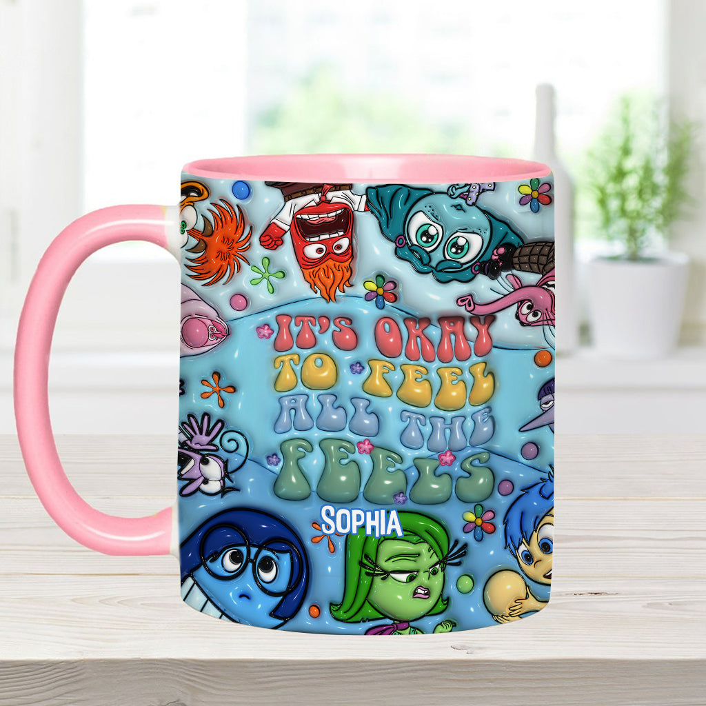 Personalized Ceramic Accent Mug 'It's Okay To Feel All The Feels' Gift for Kids Accent Mug GradoCreations