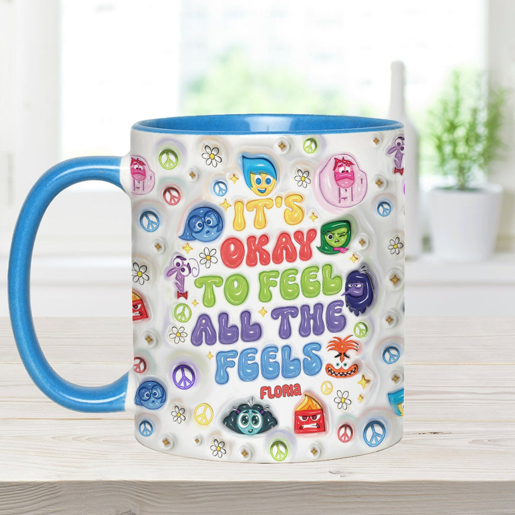 Personalized Accent Mug It's Okay To Feel All The Feels Gift for Friends Accent Mug GradoCreations