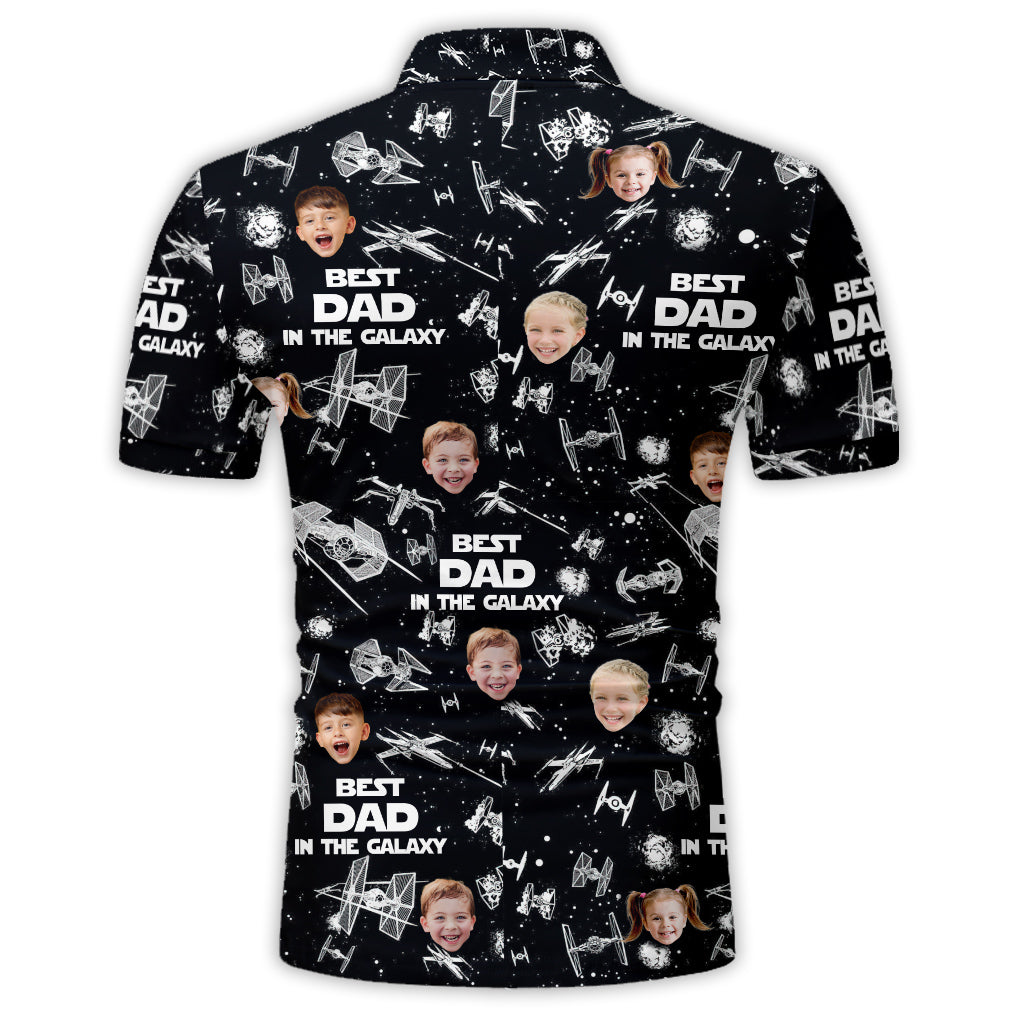 Personalized Space-Themed Polo Shirt for Dad with Custom Photo Polo Shirt GradoCreations