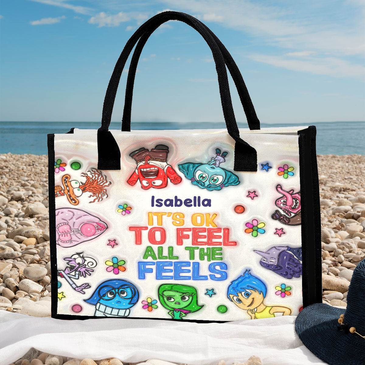 Personalized Canvas Tote Bag It's Okay To Feel All The Feels Gift for Mom/Teacher Canvas Tote Bag GradoCreations