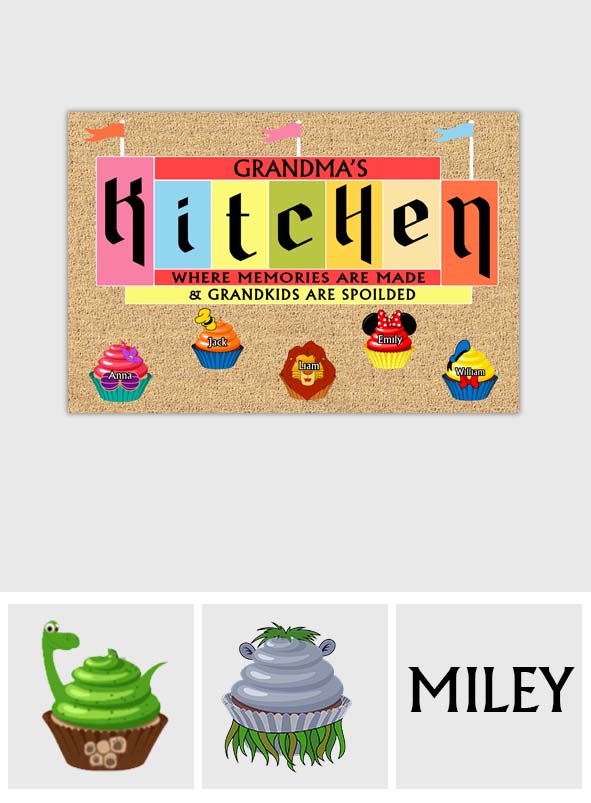 Personalized Grandma's Kitchen Doormat Custom Names Gift Doormat GradoCreations