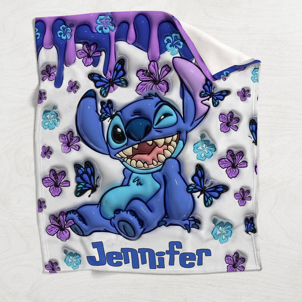 Personalized Purple Ohana Blanket Custom Name Gift for Kids Blanket GradoCreations