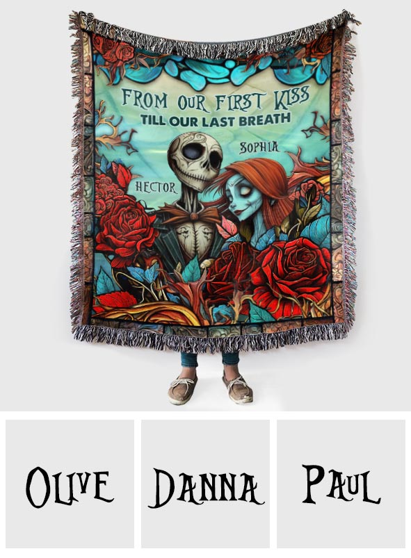 Personalized Woven Blanket Custom Couple Design Gift for Christmas Woven Blanket GradoCreations