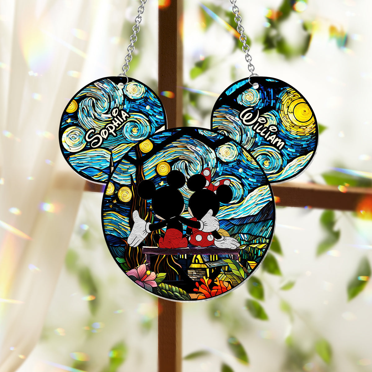 Personalized Mouse Couple Suncatcher Ornament for Animal Lovers Window Hanging Suncatcher Ornament GradoCreations