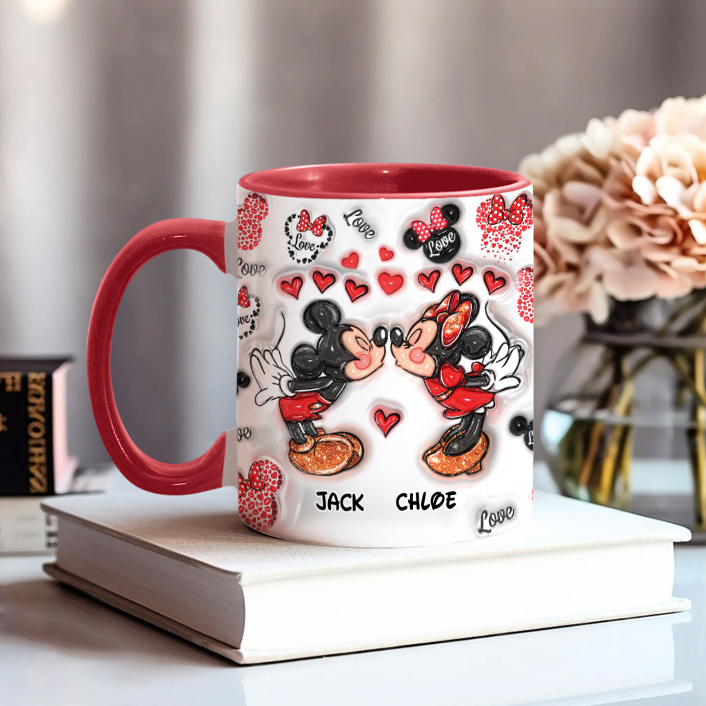Personalized Accent Mug You & Me Kissing Mickey Minnie Gift for Couple Accent Mug GradoCreations
