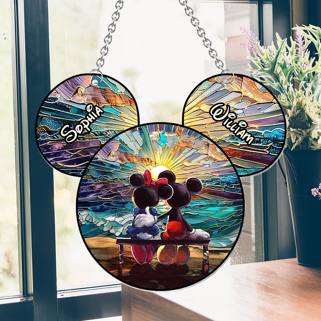 Personalized Beach Couple Suncatcher Ornament Gift for Home Window Hanging Suncatcher Ornament GradoCreations