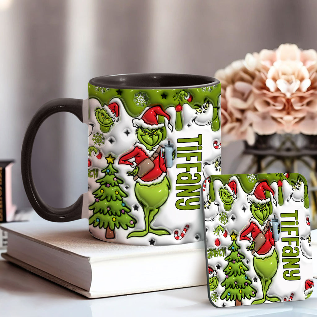 Personalized Grinch Accent Mug Custom Name Gift for Christmas Accent Mug GradoCreations