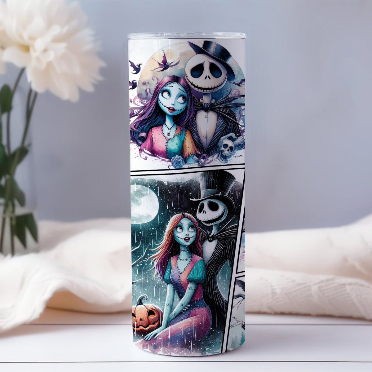 Personalized Nightmare Before Christmas Skinny Tumbler Custom Name Gift for Couples Skinny Tumbler GradoCreations