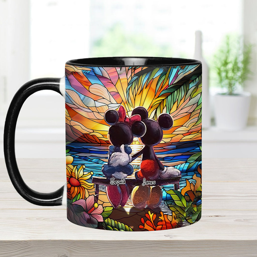 Personalized Sunset Accent Mug Custom Name Gift for Couples Accent Mug GradoCreations