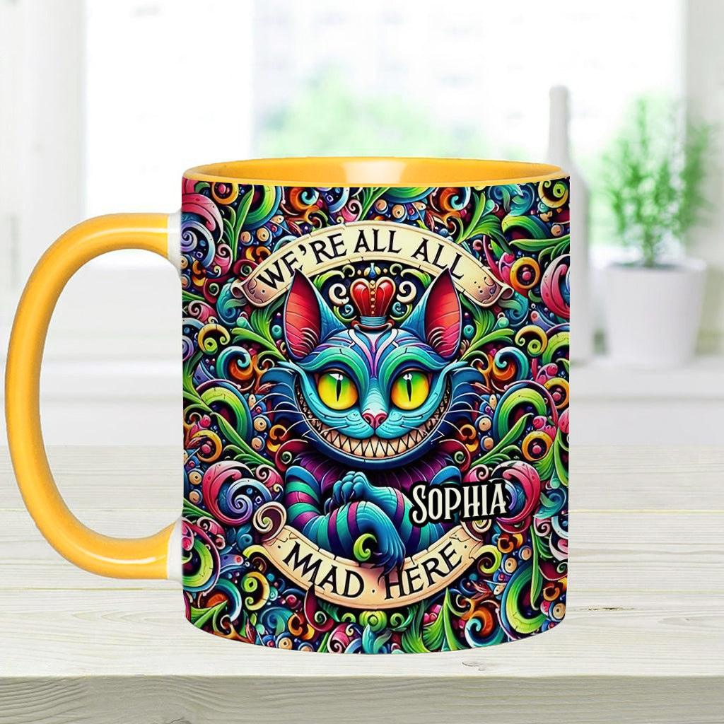 Personalized Ceramic Accent Mug with Colorful Cat Design for Birthdays or Christmas Accent Mug GradoCreations