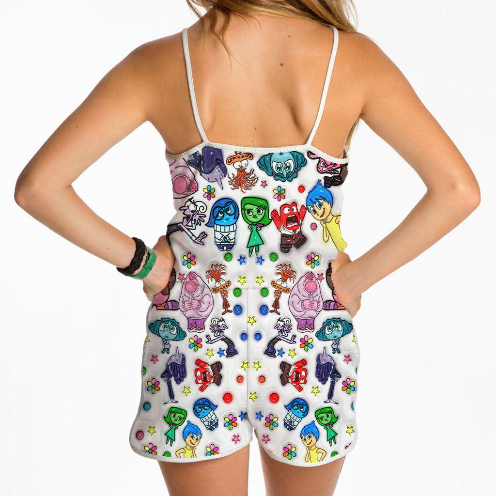 Personalized All the Feels Romper for Women - Cute Cotton Spandex Gift Romper GradoCreations