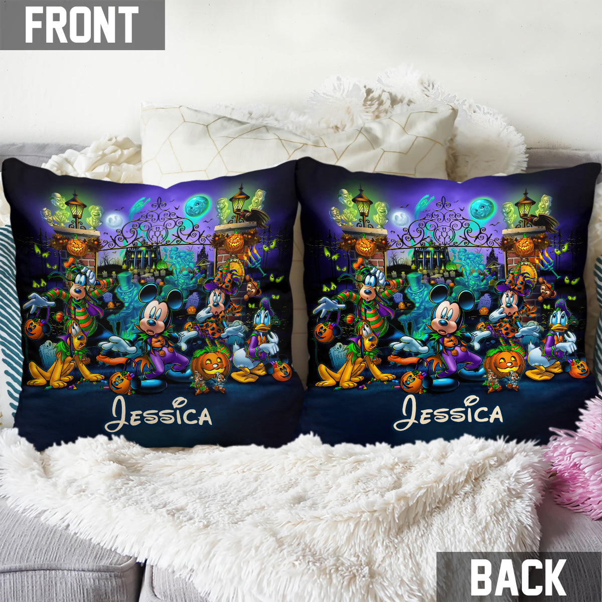 Personalized Halloween Throw Pillow with Custom Name for Kids Throw Pillow GradoCreations