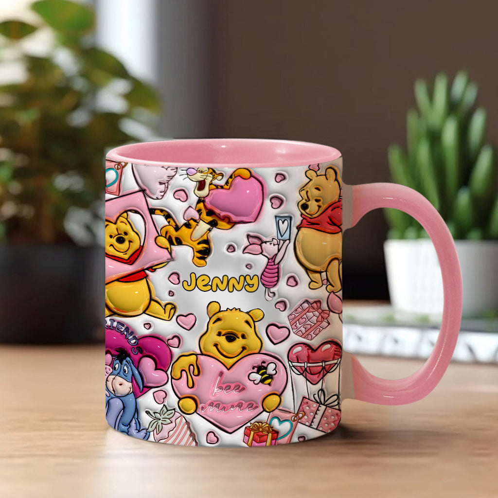 Personalized Accent Mug with Cute Pooh Bear Design for Valentine’s Day or Wedding Gift Accent Mug GradoCreations