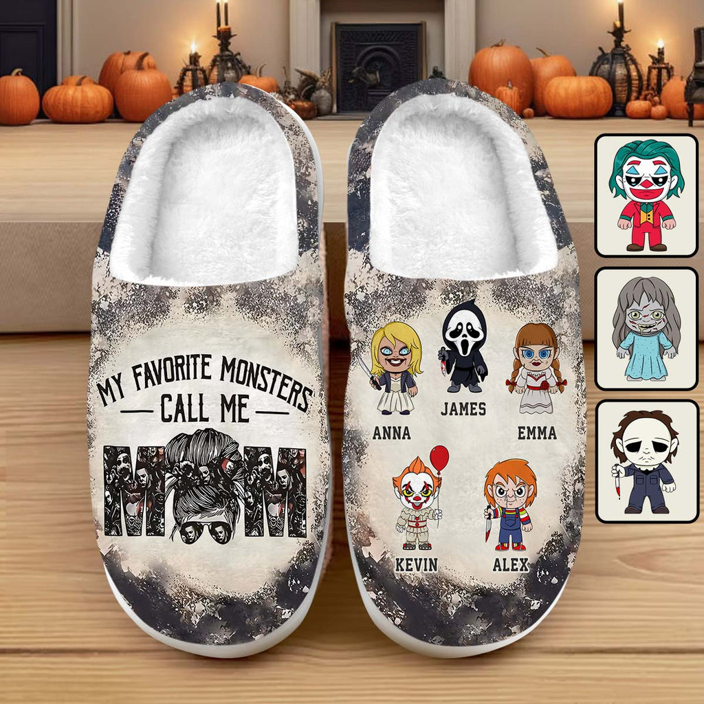 Personalized Mother Slippers My Favorite Monsters Call Me Mom Gift Slippers GradoCreations