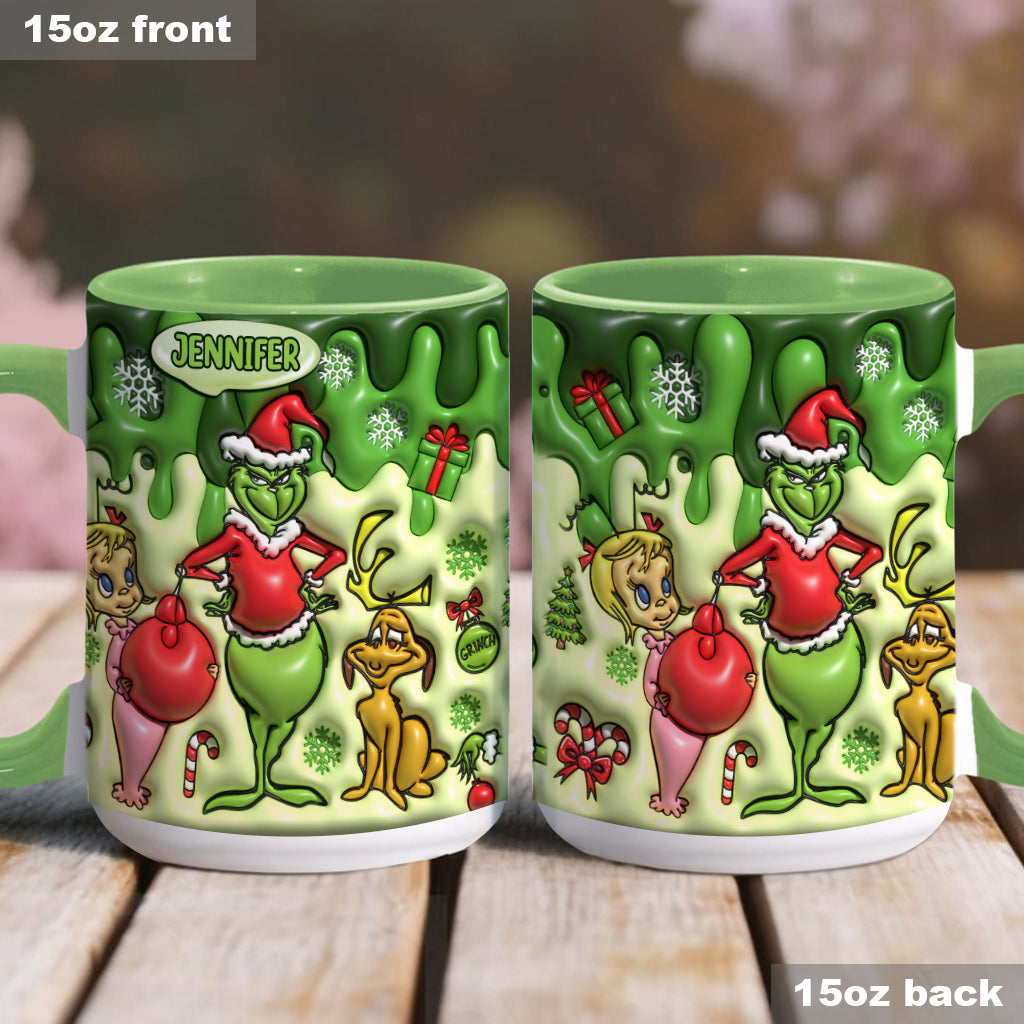 Personalized Grinch Accent Mug & Coaster Custom Name Gift Accent Mug GradoCreations