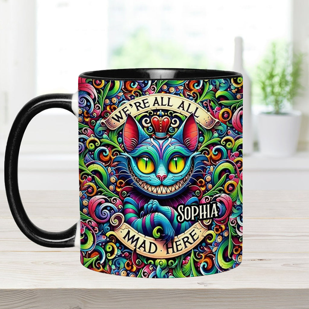 Personalized Ceramic Accent Mug with Colorful Cat Design for Birthdays or Christmas Accent Mug GradoCreations