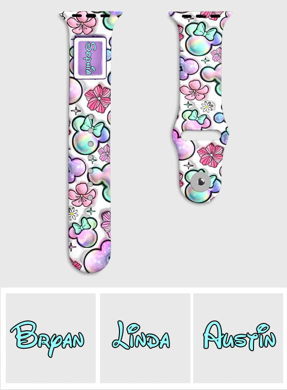 Personalized Puffy Mouse Ears Apple Watch Band Custom Name Gift for Kids Apple Watch Band GradoCreations