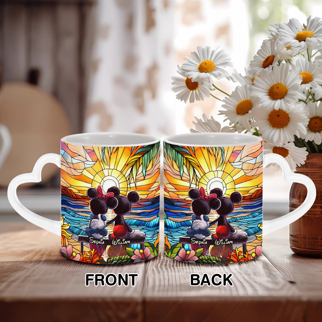 Personalized Heart Handle Mug Custom Name Gift for Couple Heart Handle Mug GradoCreations