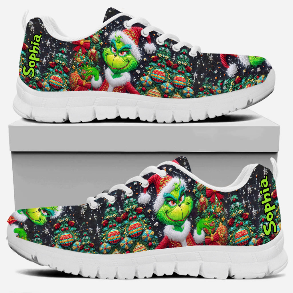 Personalized Merry Grinchmas Sneakers Custom Name Christmas Gift Sneakers GradoCreations