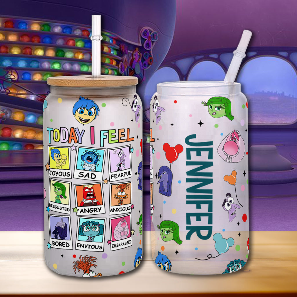 Personalized 16oz Can Glass with Straw for Kids & Adults - Today I Feel Gift Can Glass GradoCreations